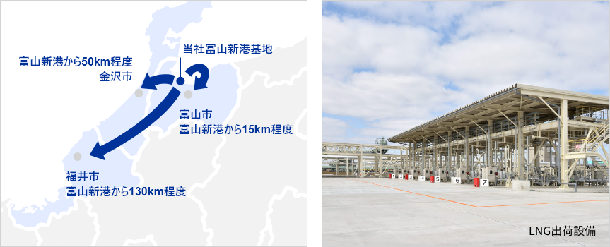 主なLNG基地からの輸送距離